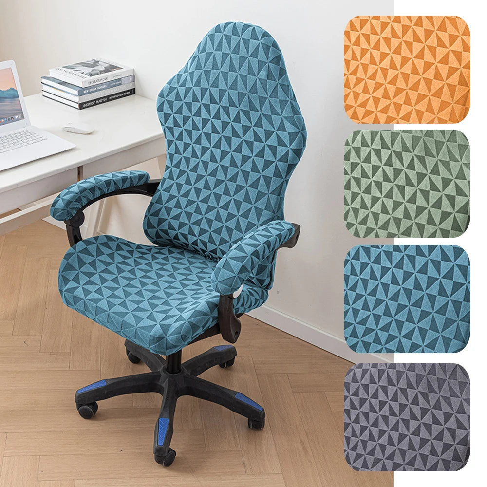 Yixinly Housse Chaise Gaming, 4 Pcs Housse Fauteuil Bureau, Housse Gaming Housse de Chaise de Jeu Rétractable, Amovible, Lavable et Antidérapante (Bleu Foncé