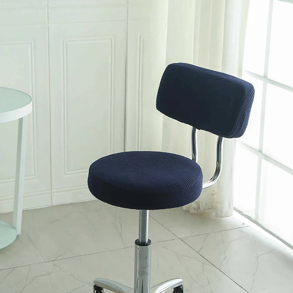 Housse De Tabouret Rond élastique Noir - Diamètre 30cm, Intérieur éponge, Antidérapante, Pour Bar/bureau
