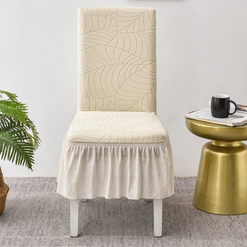 Housse Chaise - Avec Jupe - Motif Imprimée et Couleur Unie