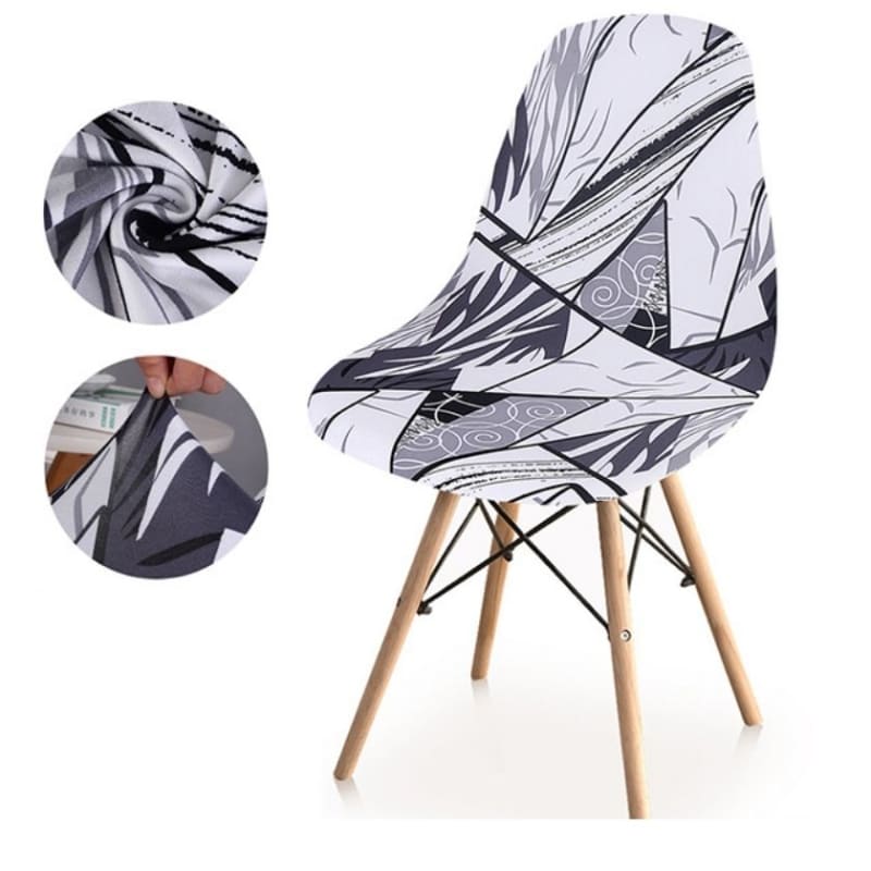 Housse de Chaise - Motif Noir et Blanc Mosaïque