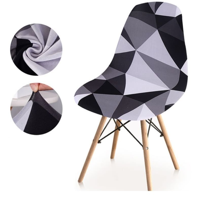 Housse de Chaise - Motif Noir Gris Blanc