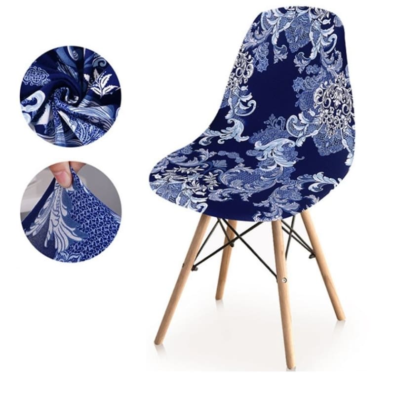 Housse de Chaise - Motif Vintage Bleu