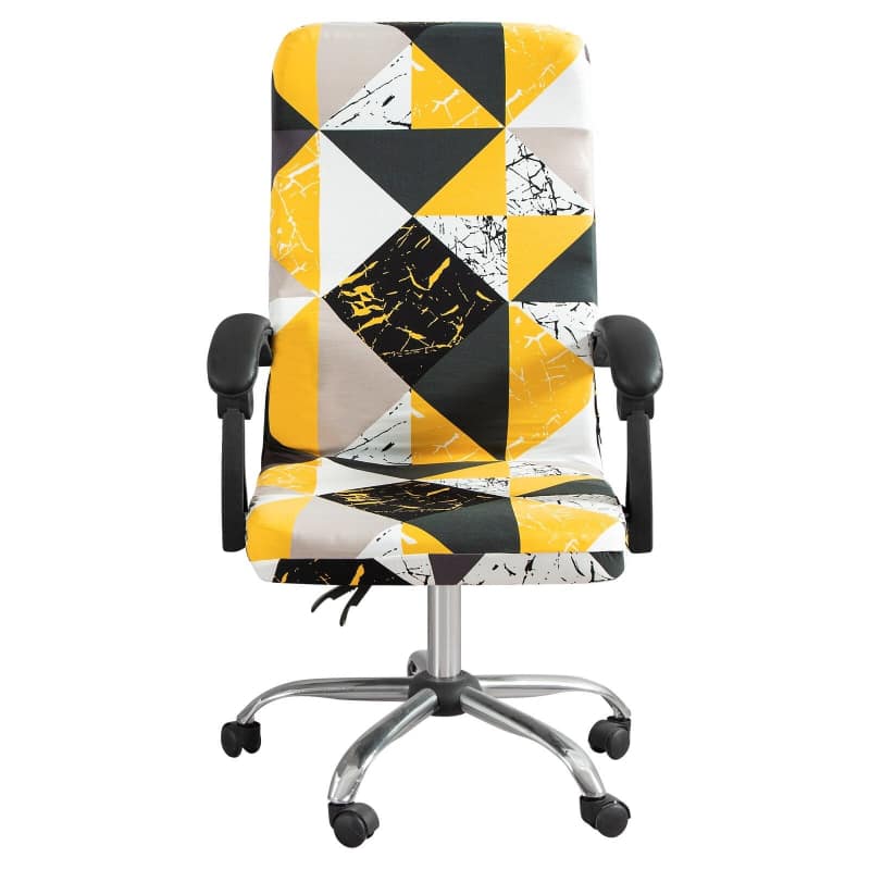 Chaise de bureau Citron avec un revêtement géométrique jaune, noir, blanc et gris