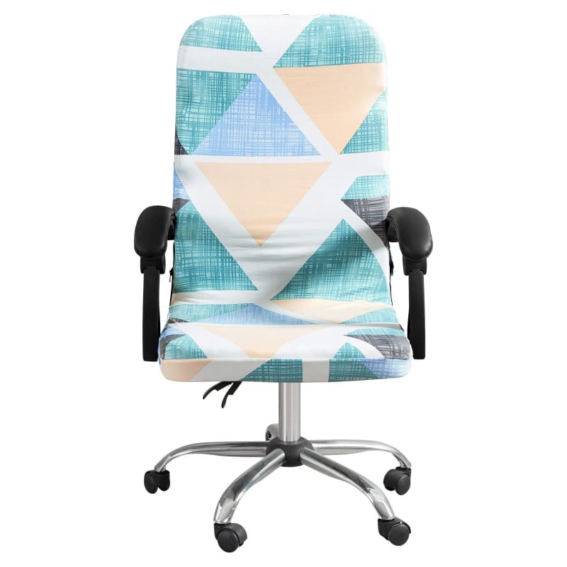 Housse Chaise de Bureau - Octogonale avec un tissu géométrique teal et beige