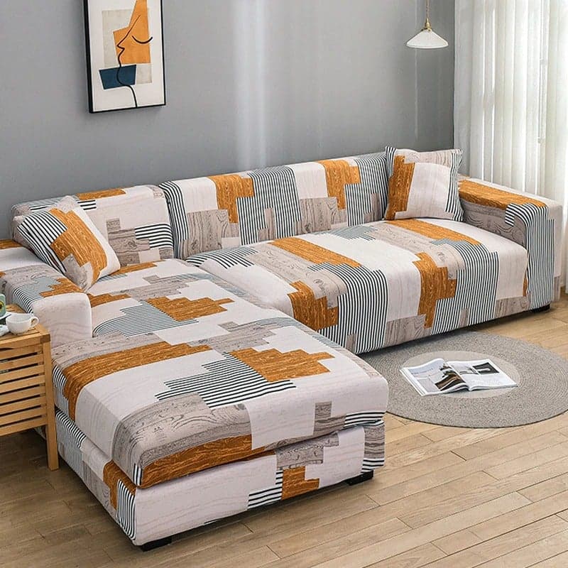 Housse De Canapé D'Angle Extensible En Forme De L - Taille 1 Place (90-140 Cm) - Polyester Élastique - Lavable Machine