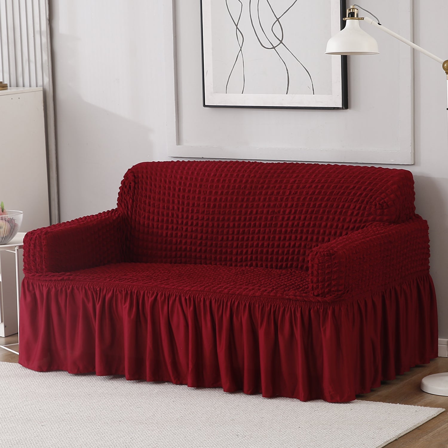 Housse de Canapé Extensible - Rouge Cerise