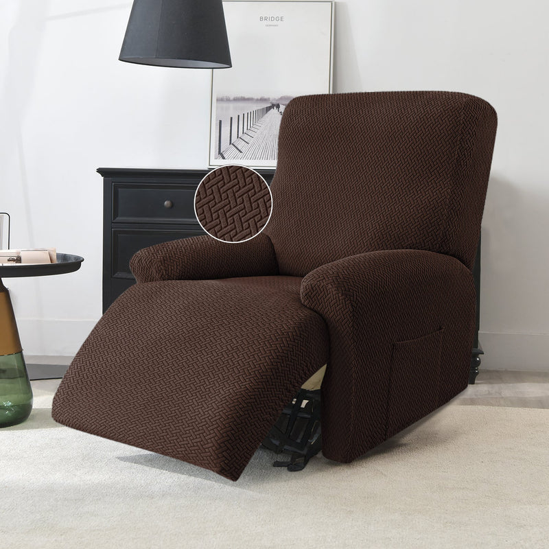 Housse Fauteuil Relax - Marron Chocolat en Jacquard Extensible