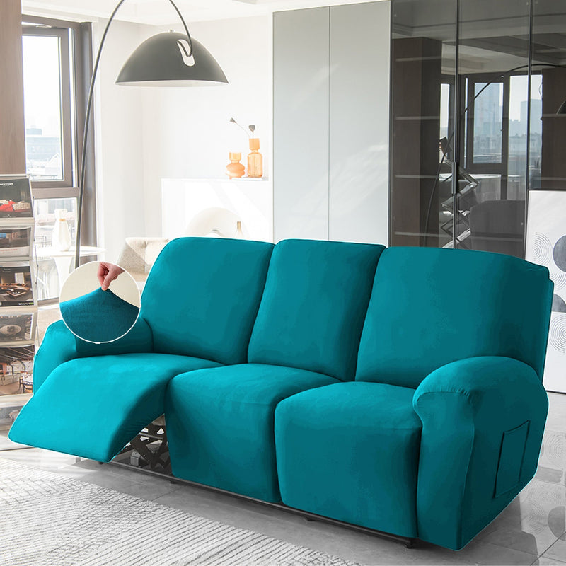 Housse de Fauteuil et Canapé Relax - Velours Bleu Turquoise