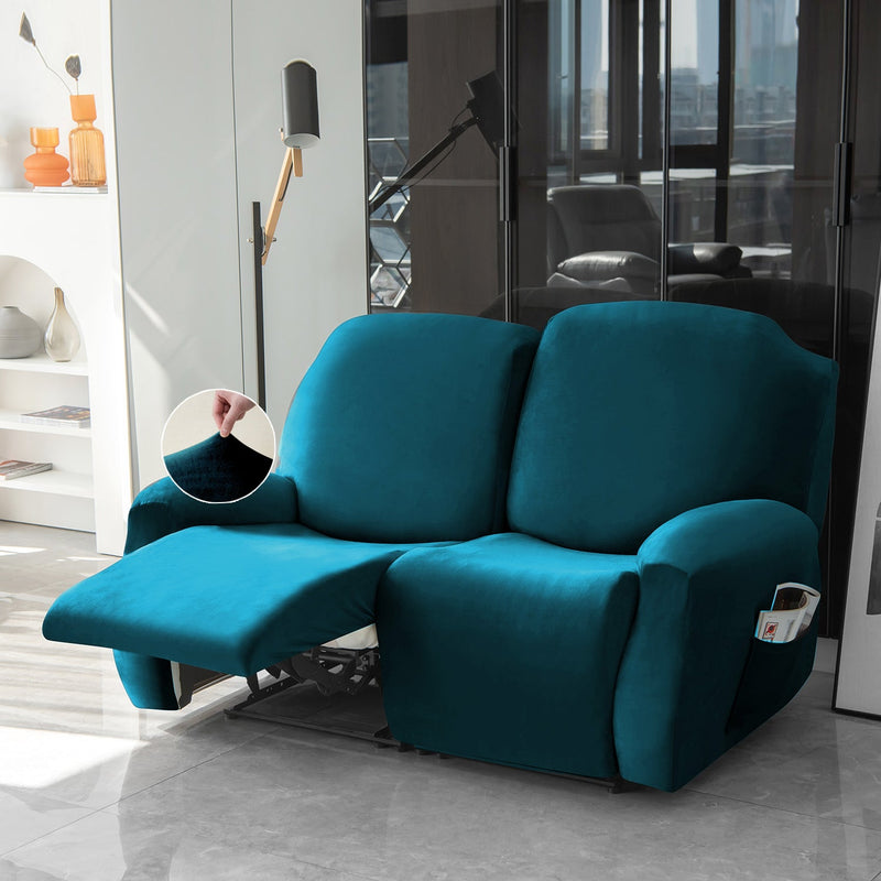 Housse de Fauteuil et Canapé Relax - Velours Bleu Canard