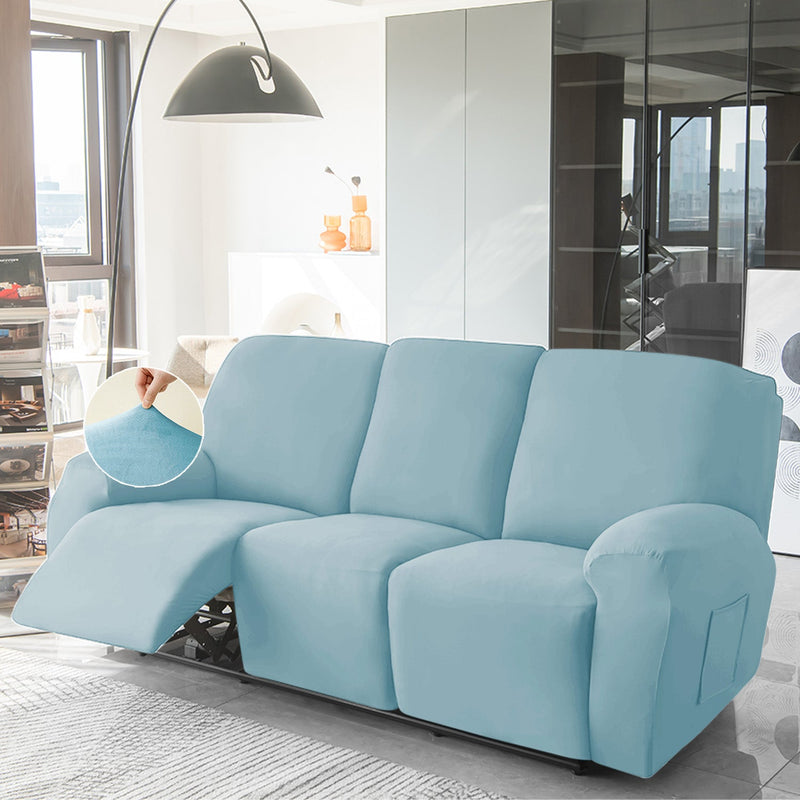 Housse de Fauteuil et Canapé Relax - Velours Bleu Ciel