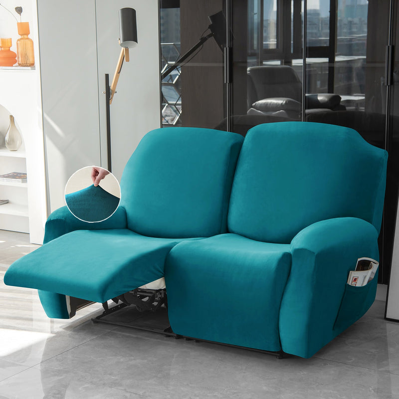 Housse de Fauteuil et Canapé Relax - Velours Bleu Turquoise