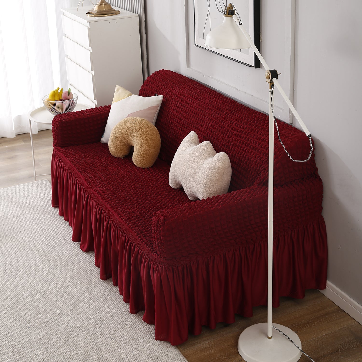 Housse de Canapé Extensible - Rouge Cerise