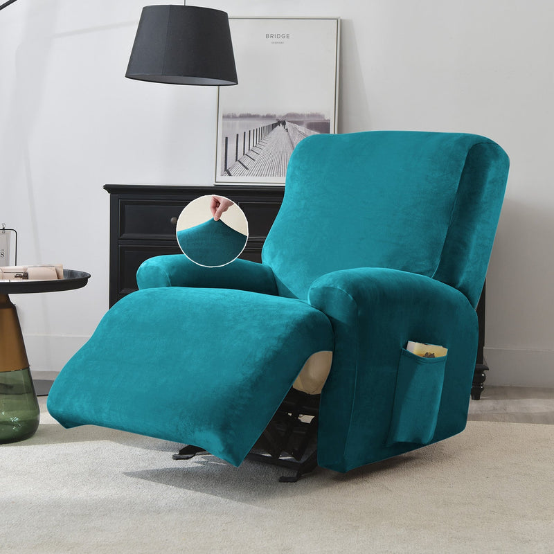 Housse de Fauteuil et Canapé Relax - Velours Bleu Turquoise