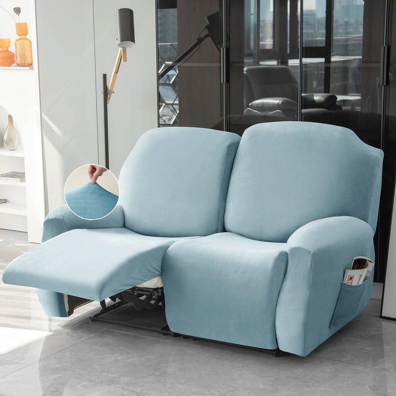 Housse de Fauteuil et Canapé Relax - Velours Bleu Ciel