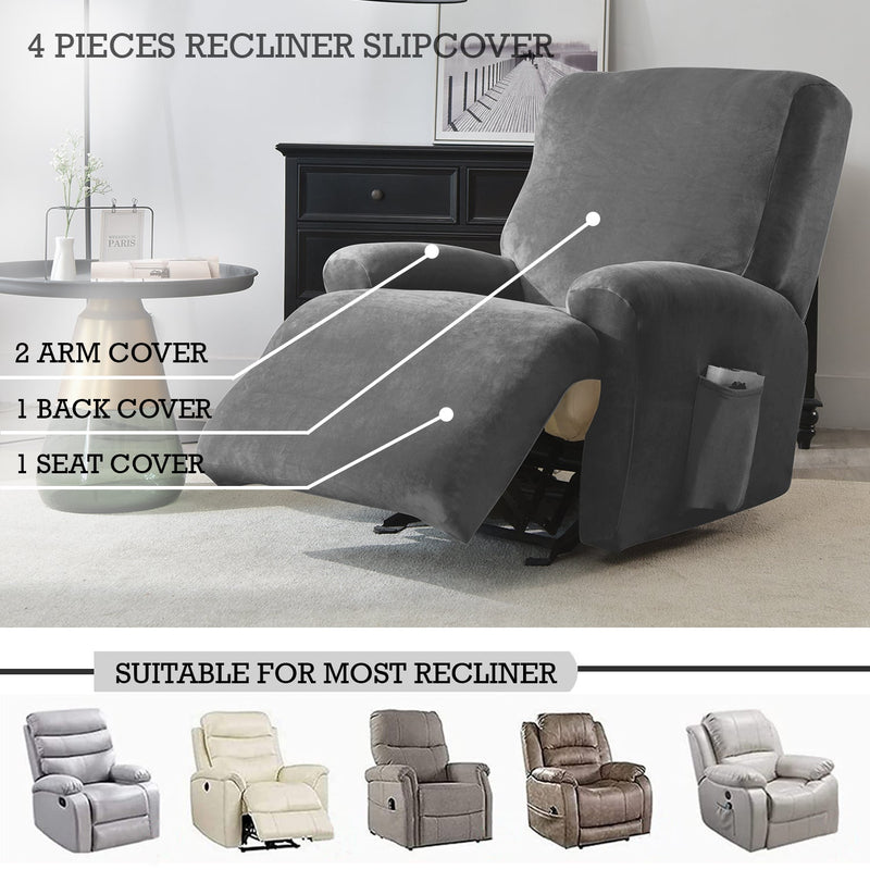 Housse de Fauteuil et Canapé Relax - Velours Gris