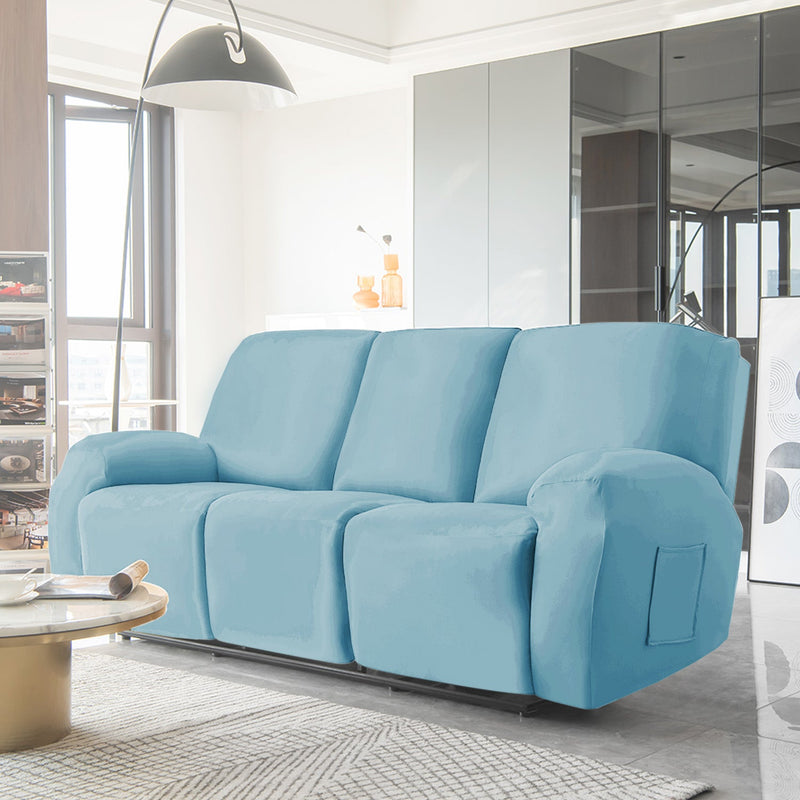 Housse de Fauteuil et Canapé Relax - Velours Bleu Ciel