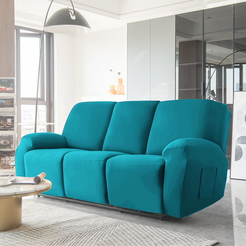 Housse de Fauteuil et Canapé Relax - Velours Bleu Turquoise