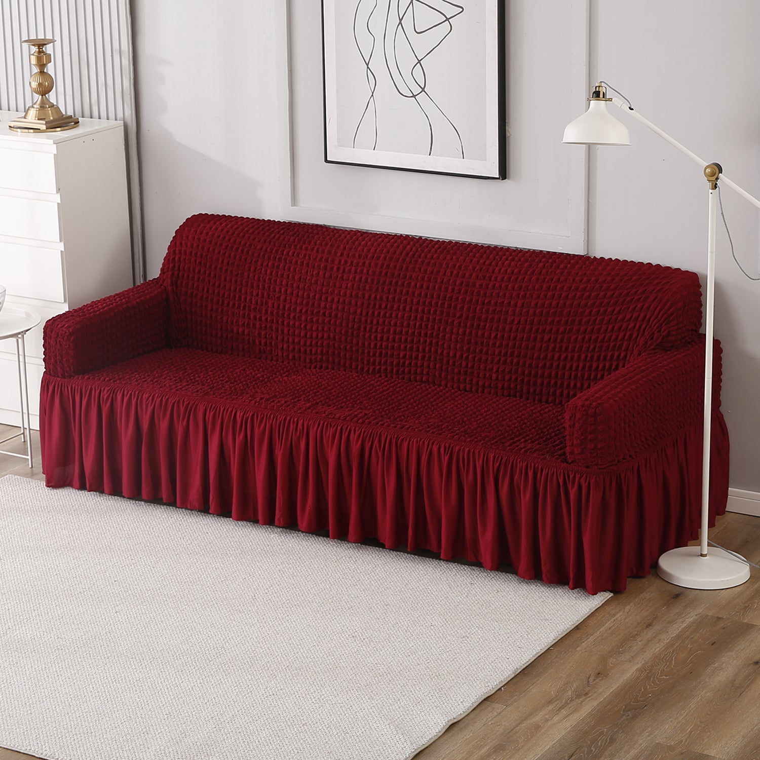 Housse de Canapé Extensible - Rouge Cerise