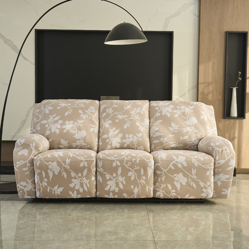 Housse de Fauteuil Relax - Marron Chamois - Motif Floral Silhouette