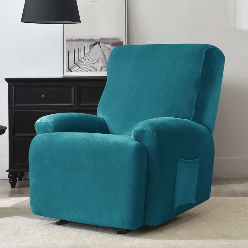 Housse de Fauteuil et Canapé Relax - Velours Bleu Turquoise