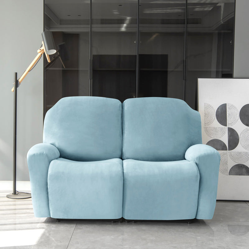 Housse de Fauteuil et Canapé Relax - Velours Bleu Ciel