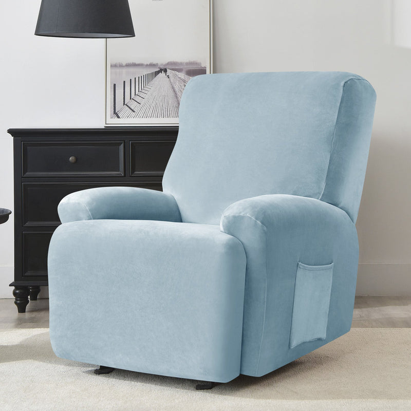 Housse de Fauteuil et Canapé Relax - Velours Bleu Ciel