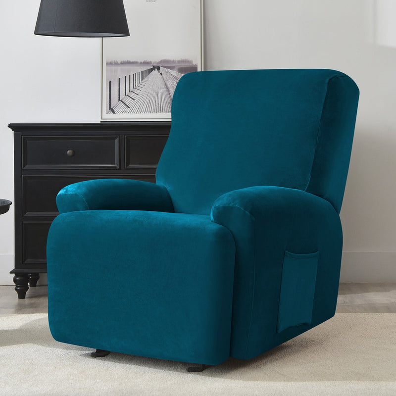 Housse de Fauteuil et Canapé Relax - Velours Bleu Canard