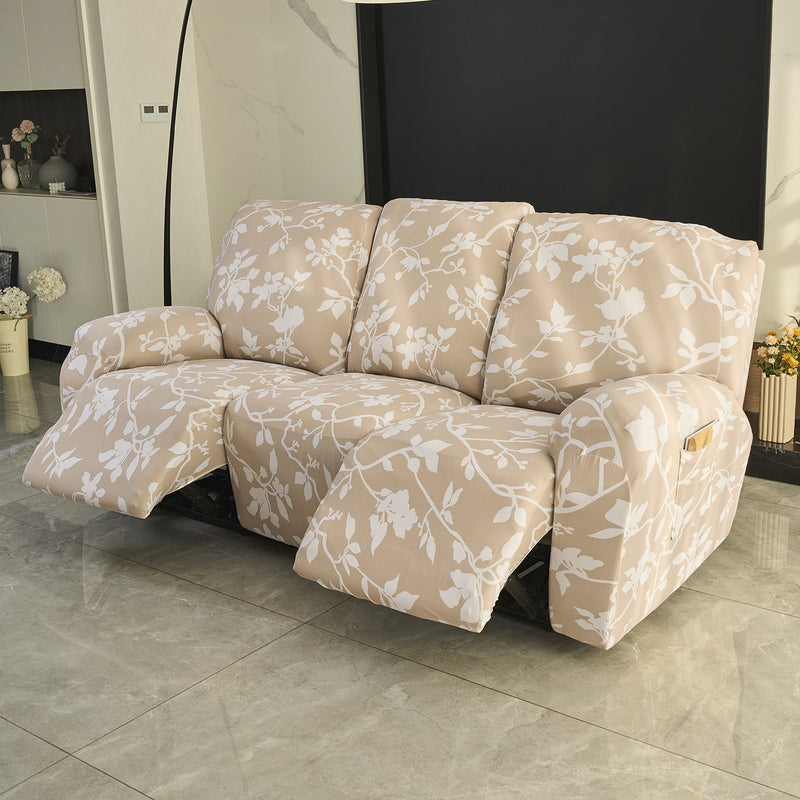 Housse de Fauteuil Relax - Marron Chamois - Motif Floral Silhouette