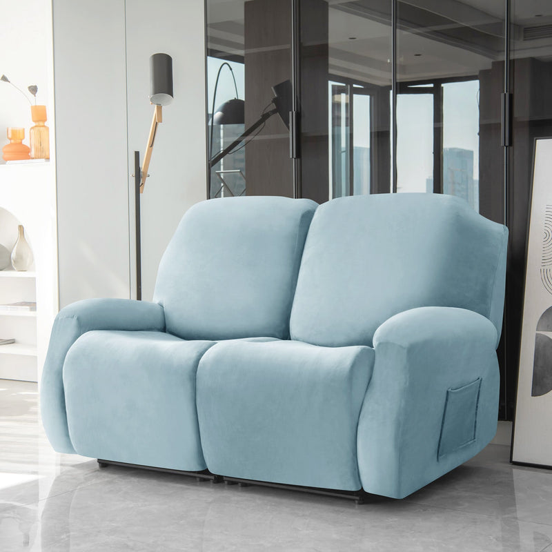 Housse de Fauteuil et Canapé Relax - Velours Bleu Ciel