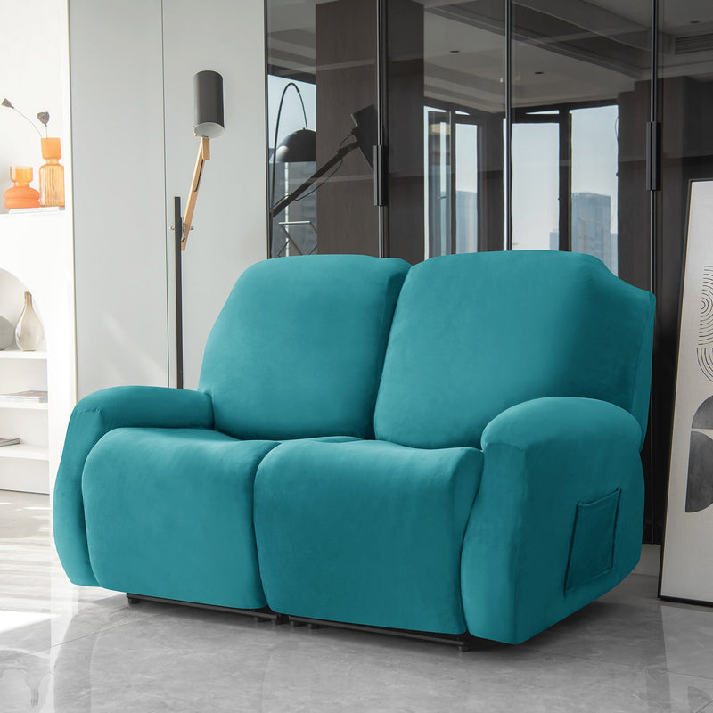 Housse de Fauteuil et Canapé Relax - Velours Bleu Turquoise