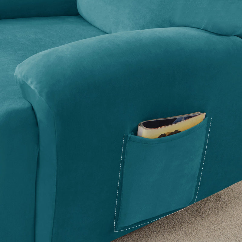 Housse de Fauteuil et Canapé Relax - Velours Bleu Turquoise