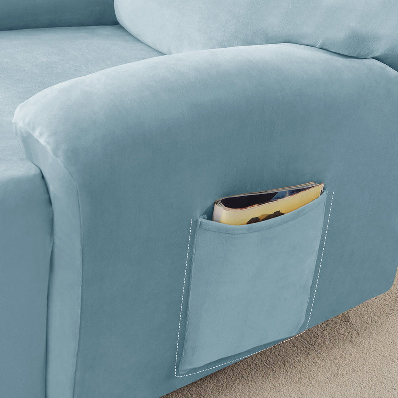 Housse de Fauteuil et Canapé Relax - Velours Bleu Ciel