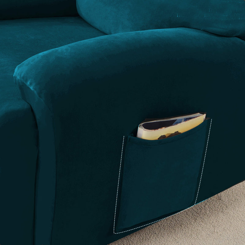 Housse de Fauteuil et Canapé Relax - Velours Bleu Canard