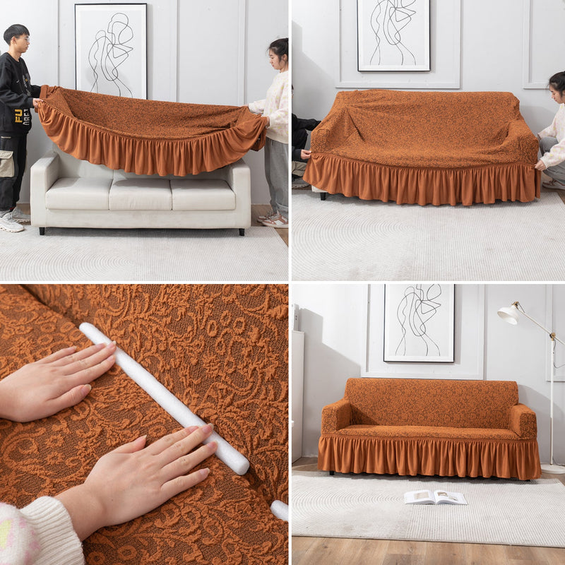 Housse de Canapé Extensible - Marron Caramel