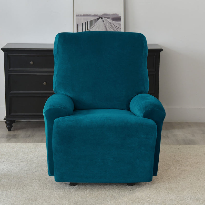 Housse de Fauteuil et Canapé Relax - Velours Bleu Canard