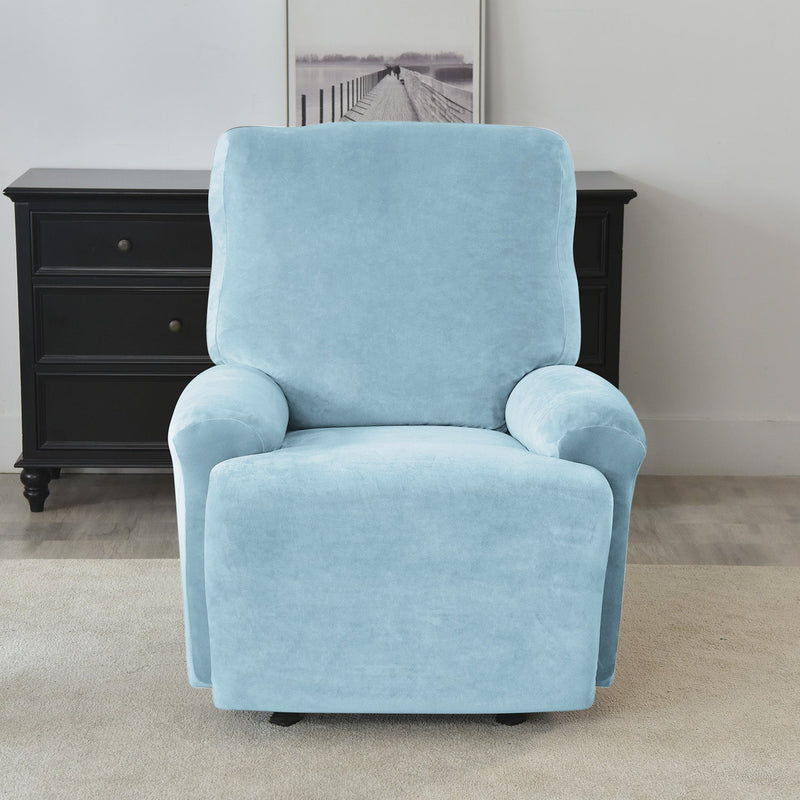 Housse de Fauteuil et Canapé Relax - Velours Bleu Ciel