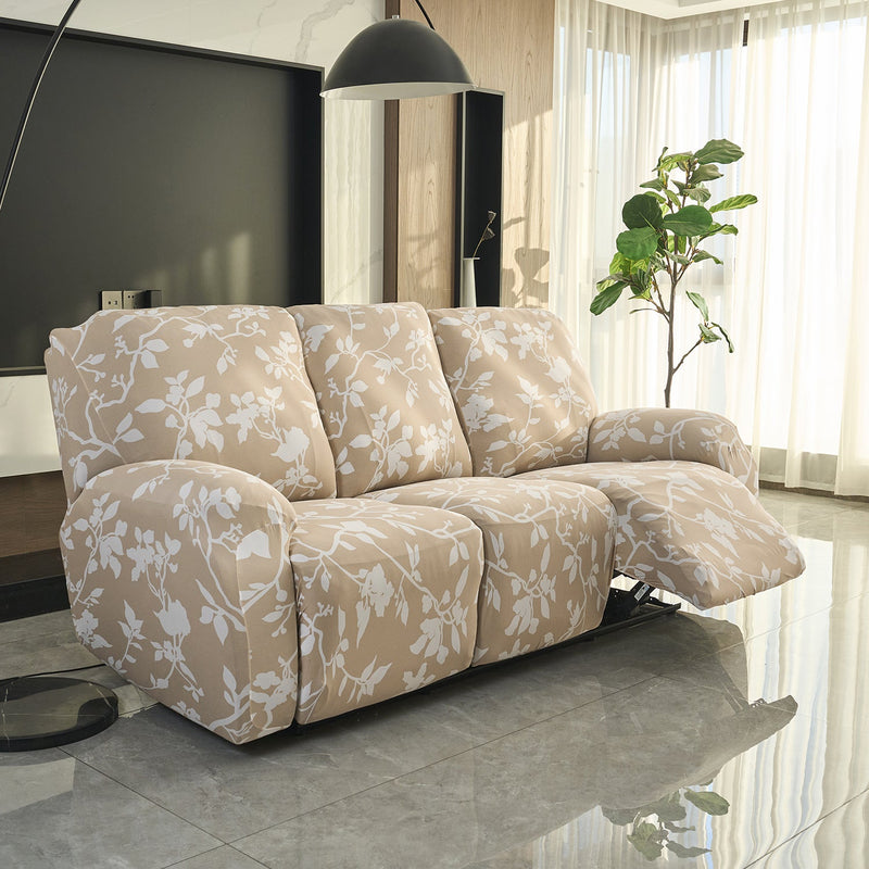 Housse de Fauteuil Relax - Marron Chamois - Motif Floral Silhouette