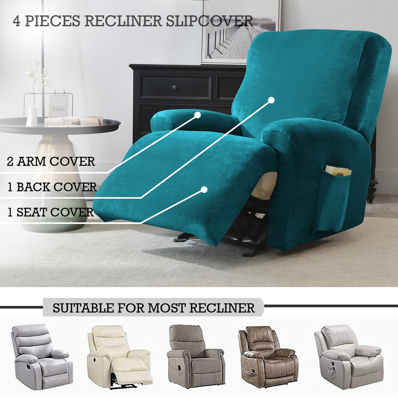 Housse de Fauteuil et Canapé Relax - Velours Bleu Turquoise