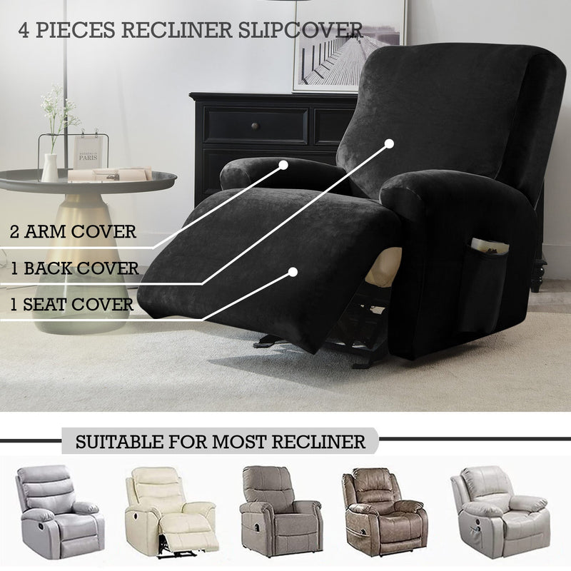 Housse de Fauteuil et Canapé Relax - Velours Noir