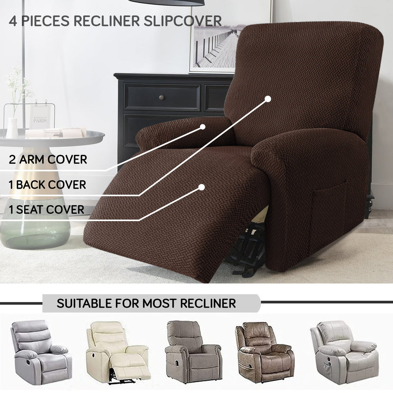 Housse Fauteuil Relax - Marron Chocolat en Jacquard Extensible