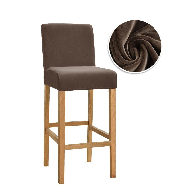 Housse chaises de Bar Velours Marron Foncé