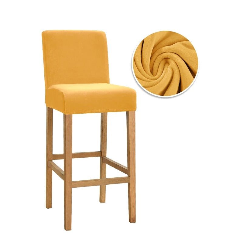 Housse chaises de Bar Velours Jaune Moutarde