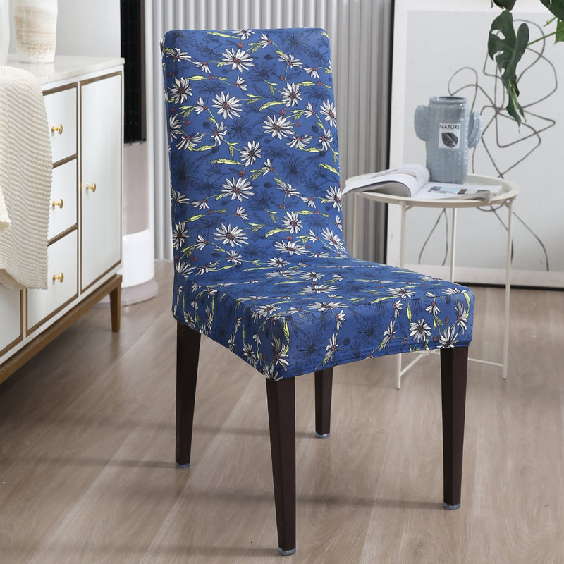 Housse de Chaise Extensible - Blanc et Bleu