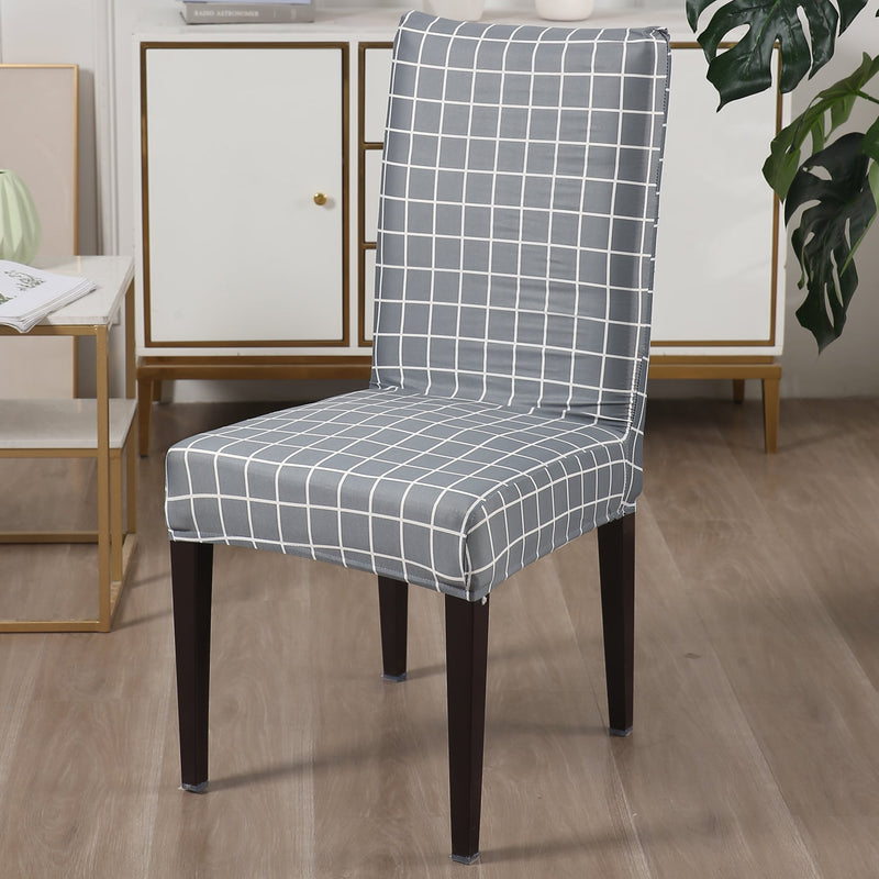 Housse de Chaise Extensible - Gris Carreaux