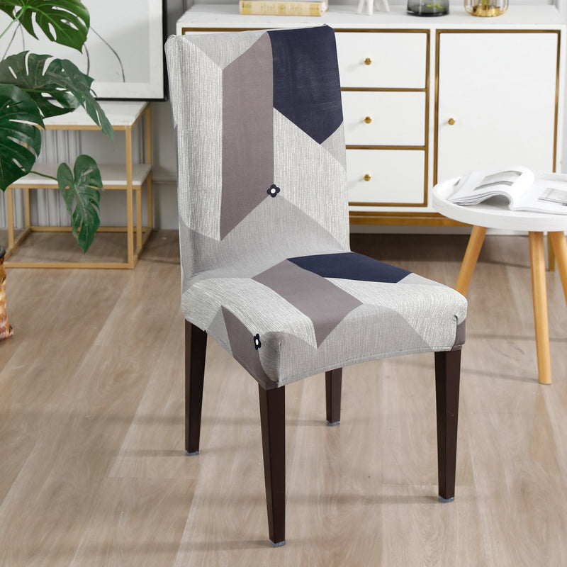 Housse de Chaise Extensible - Gris Géométrique