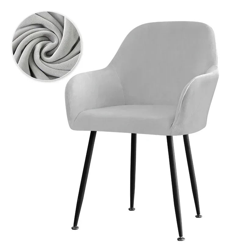 Chaise Scandinave moderne blanche confortable avec accoudoirs et pieds en métal noir