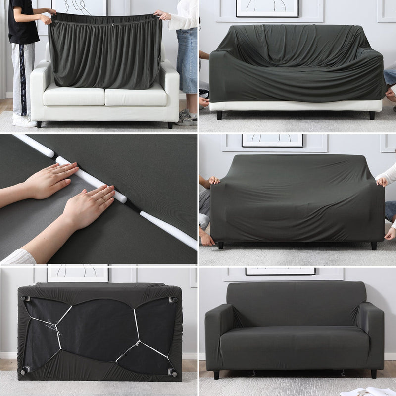 Housse de Canapé Extensible - Gris Foncé