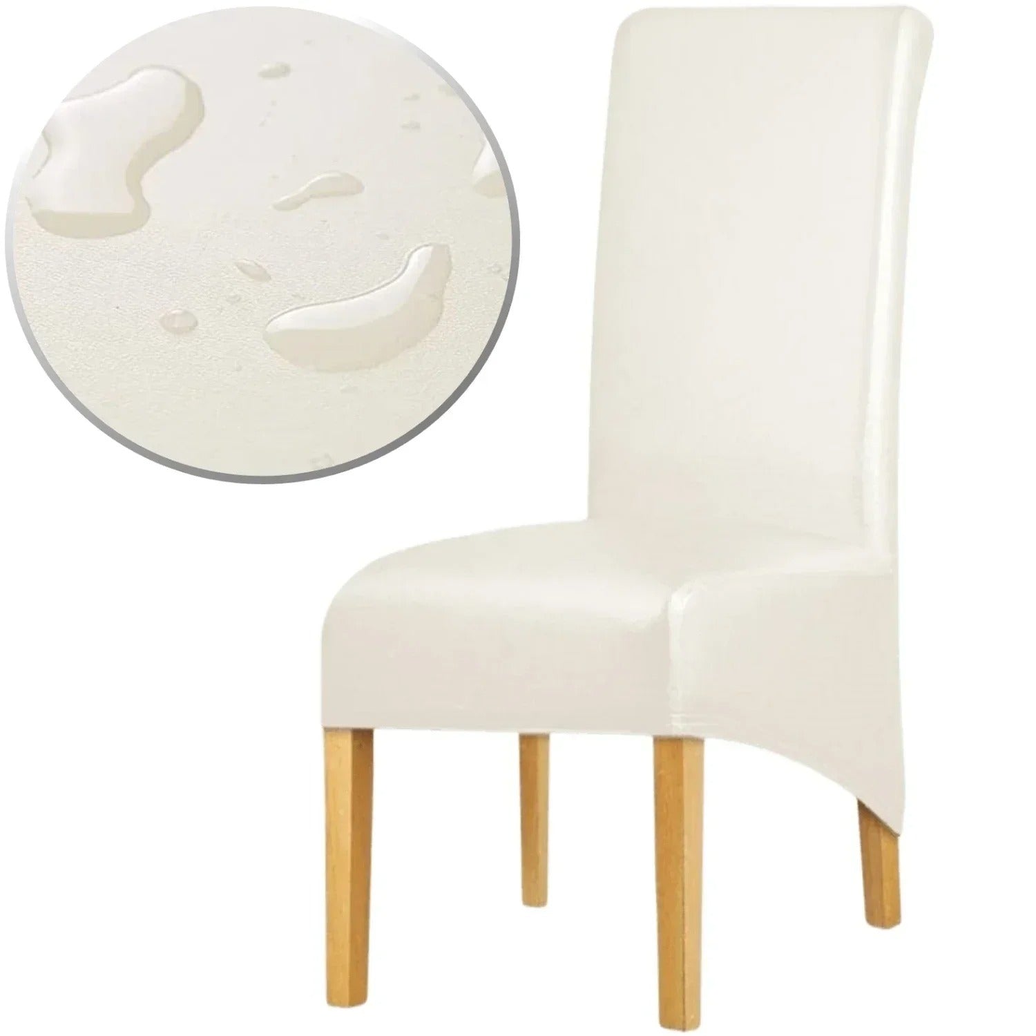 Chaise simili cuir XL Blanc avec pieds en bois pour salle à manger élégante