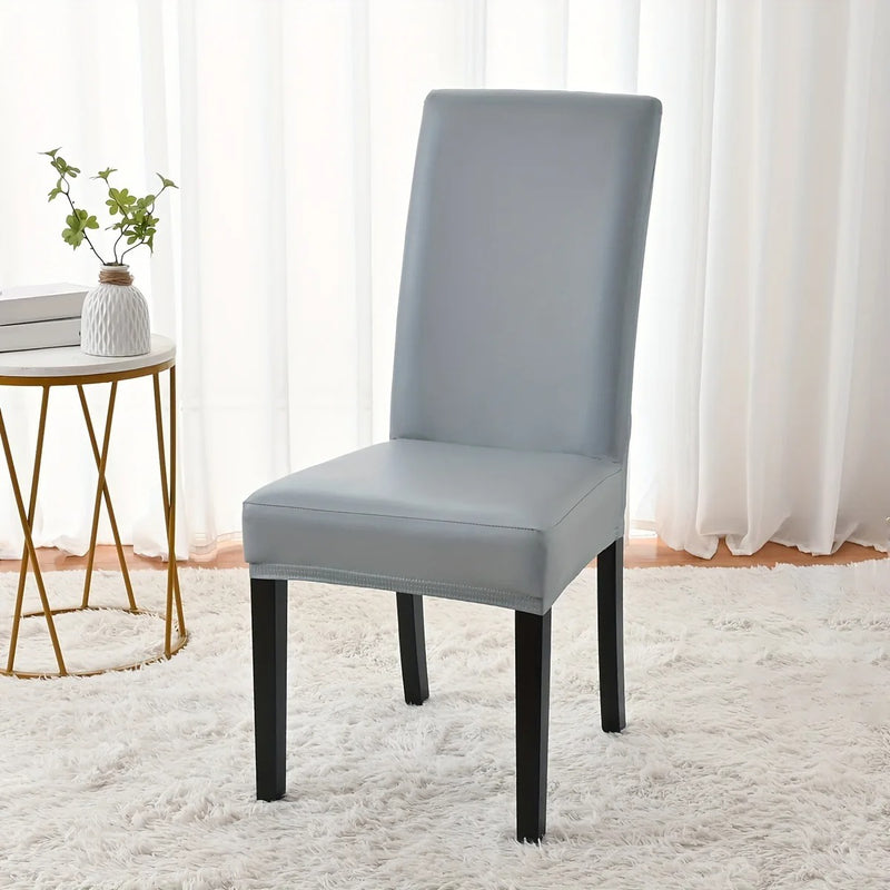 Housse de Chaise Simili-Cuir Gris