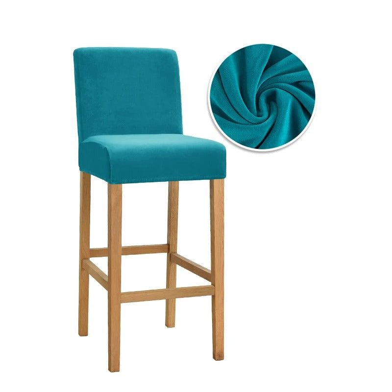 Housse chaises de Bar Velours Bleu Canard